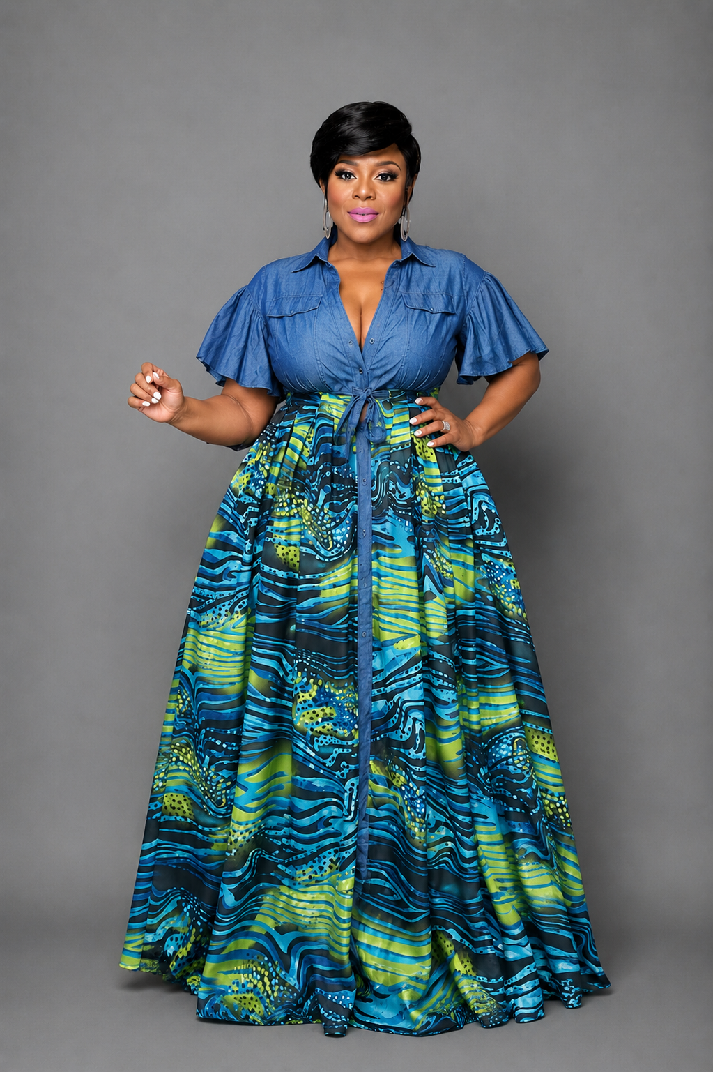 Daisy Denim Maxi Dress