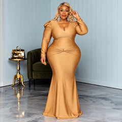 Gold Twisted By The Waist Gown
