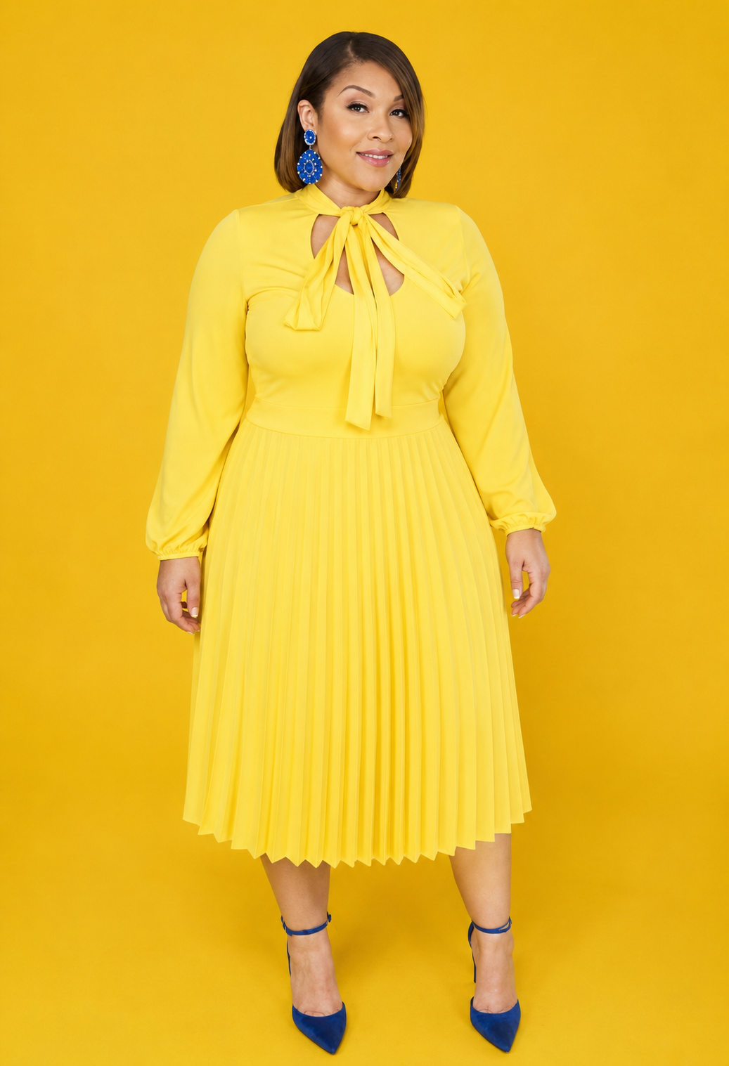 Yellow Pleated Dress