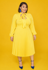 Yellow Pleated Dress
