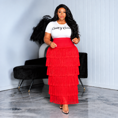 Red Razzle Tassel Skirt