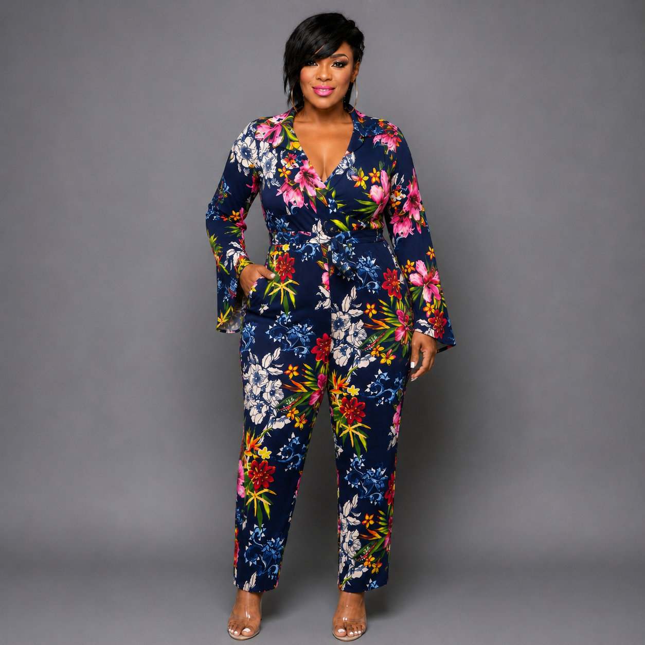 Bell Sleeve Floral Jumpsuit