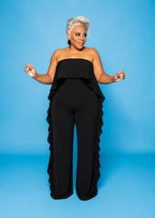 Black Ruffle Side Jumpsuit