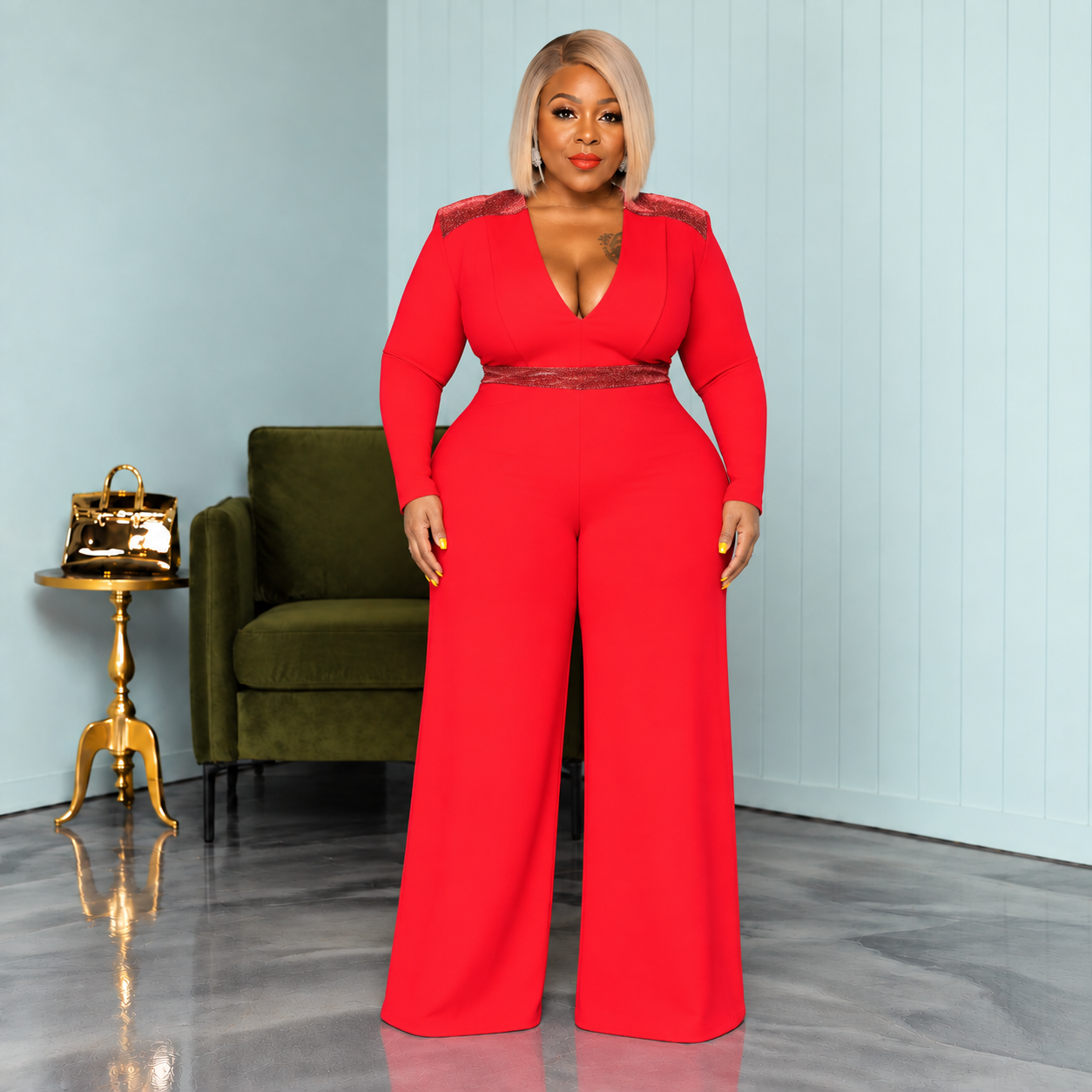 Red Glam Side Jumpsuit