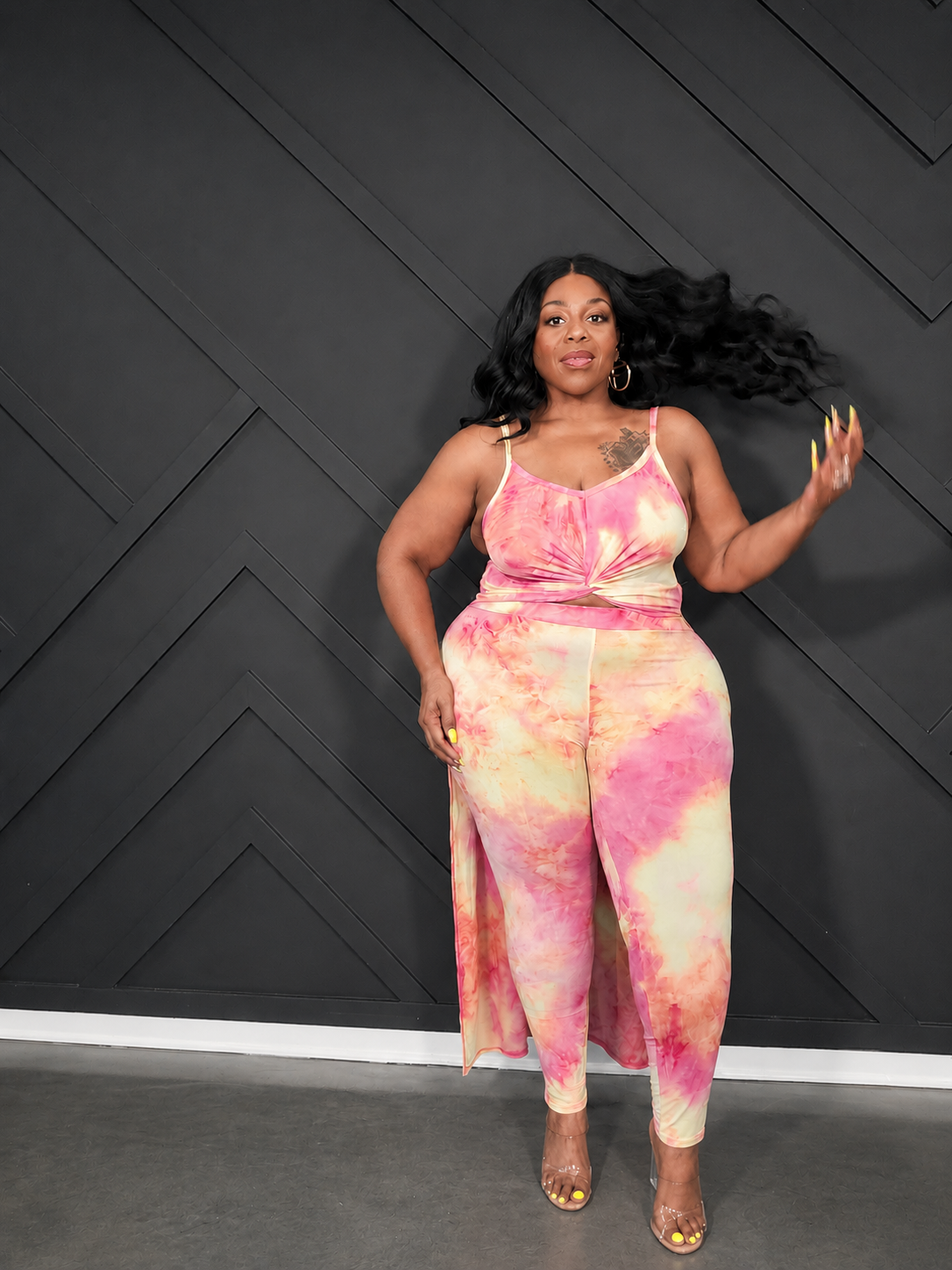 Pink & Yellow Pant Set
