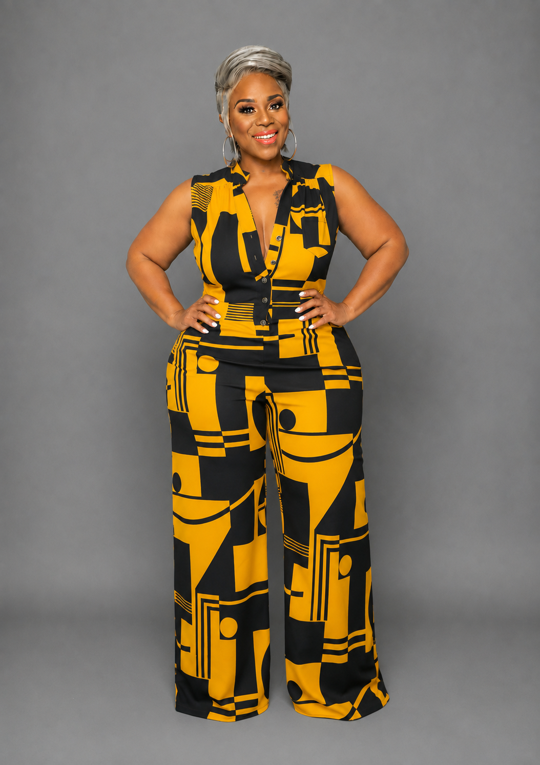 Yellow Abstract Jumpsuit