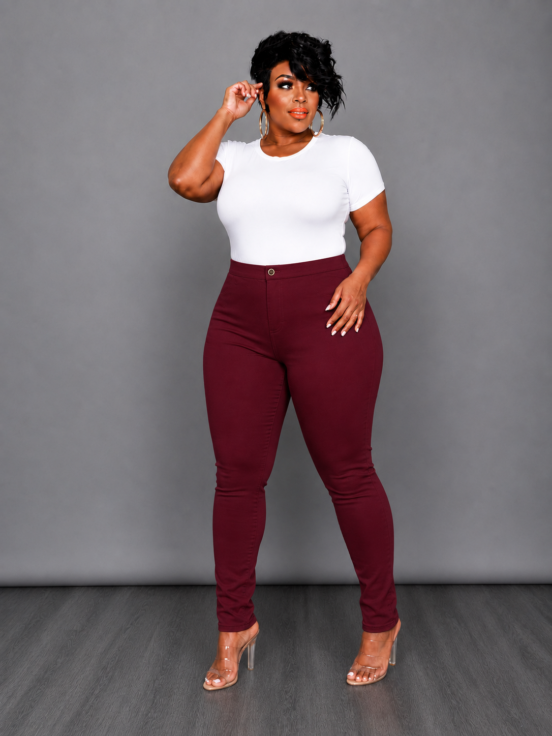 Burgundy Basic Jeans