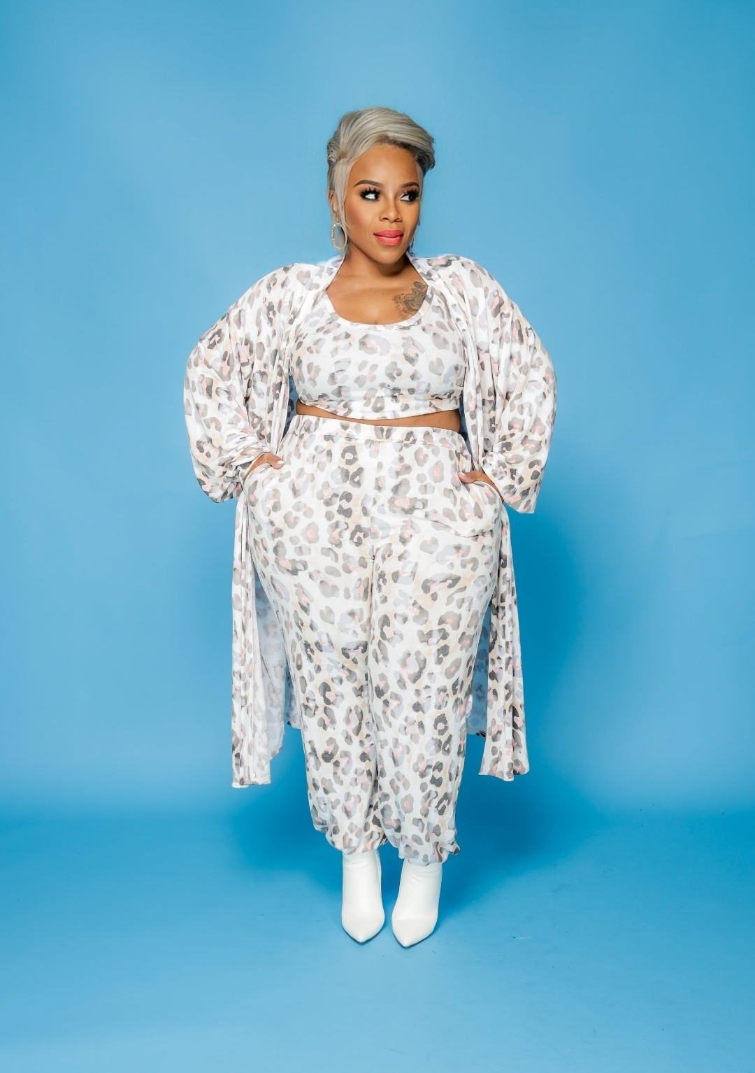 Ivory Spotted Duster Set *2PCS*