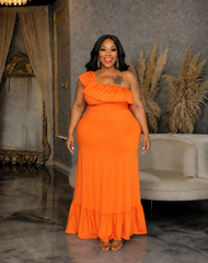 Orange One Shoulder Dress