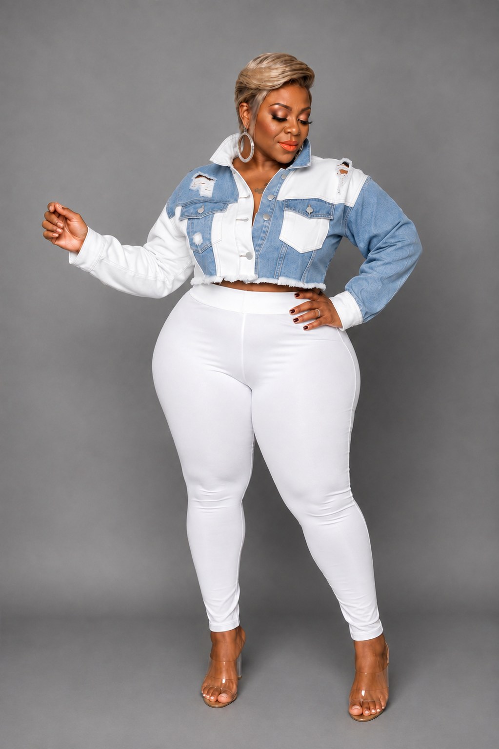 Bleach Out Crop Jacket