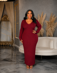 Burgundy Ribbed Dress