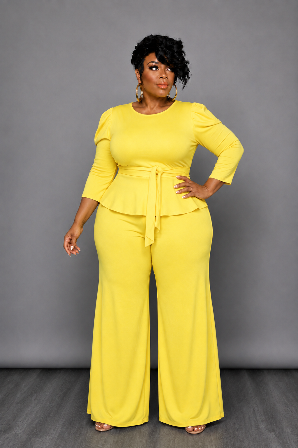 Yellow Peppy Peplum Set