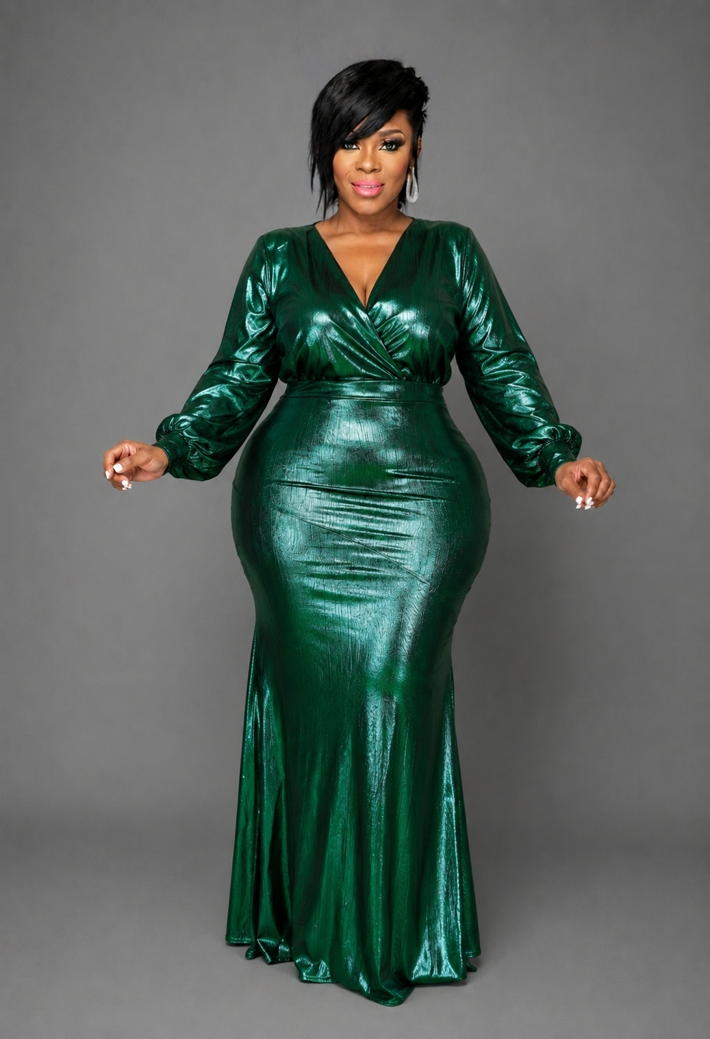 Green Royal Metallic Gown