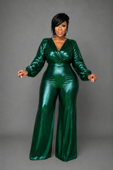 Green Royal Metallic Jumpsuit