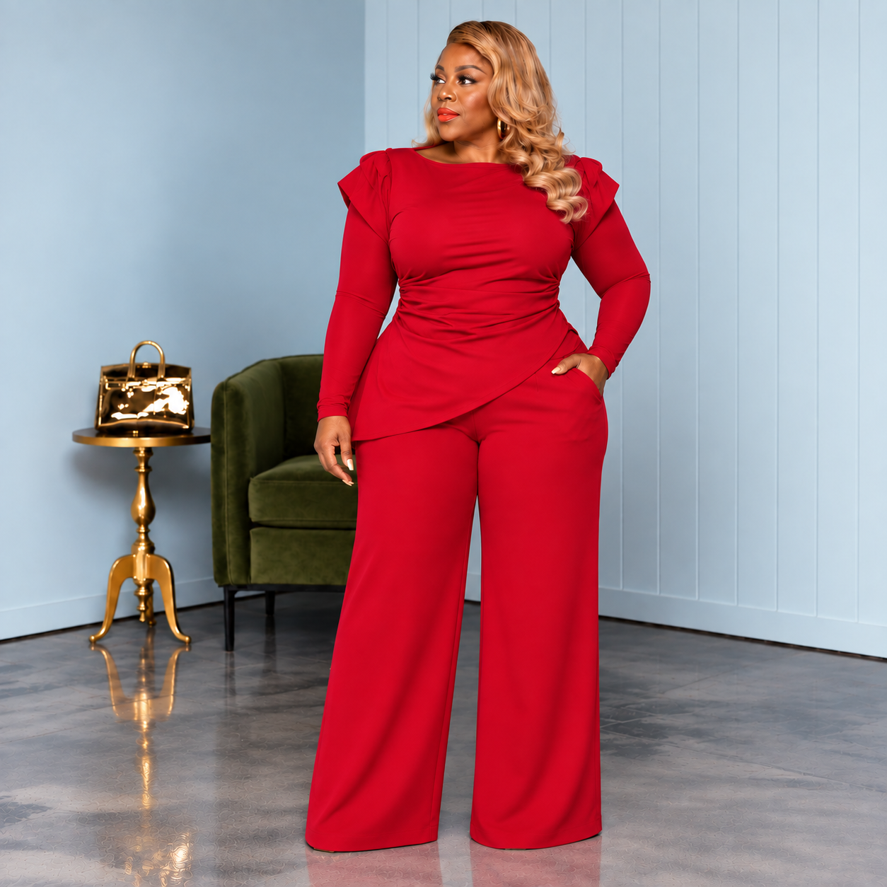 Red Jonnie Pant Set
