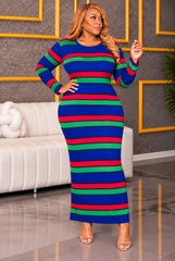 Blue Varsity Stripe Dress