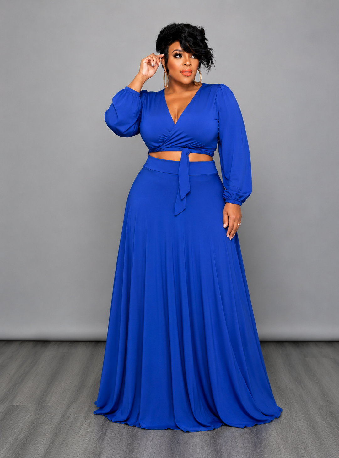Royal Blue Maxi Skirt Set