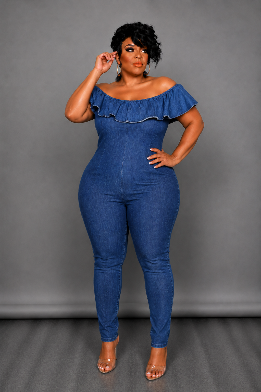 Tie Tube Denim Jumpsuit