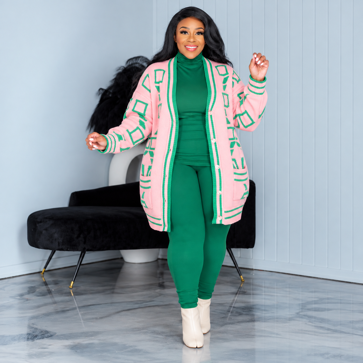 Pink Digital Cardigan