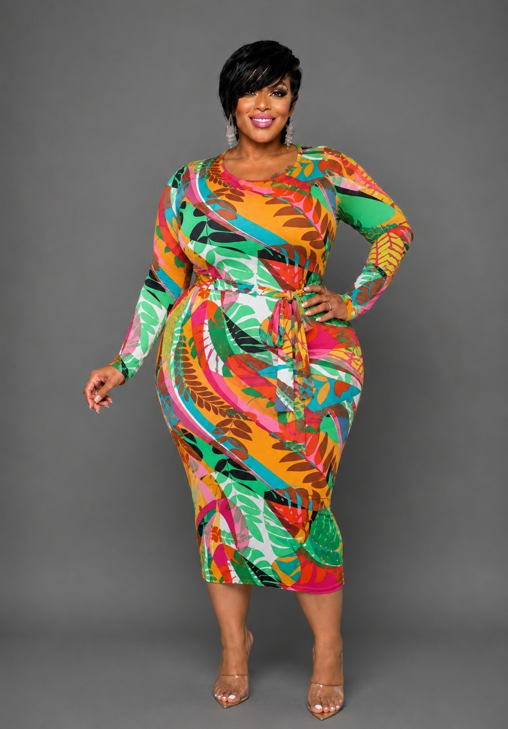 Palm In Color Dress