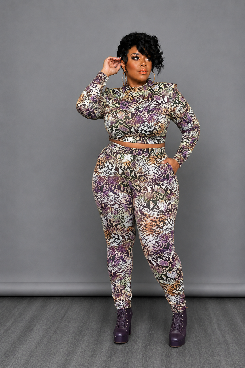 Puple Print Legging Set