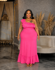 Pink One Shoulder Dress