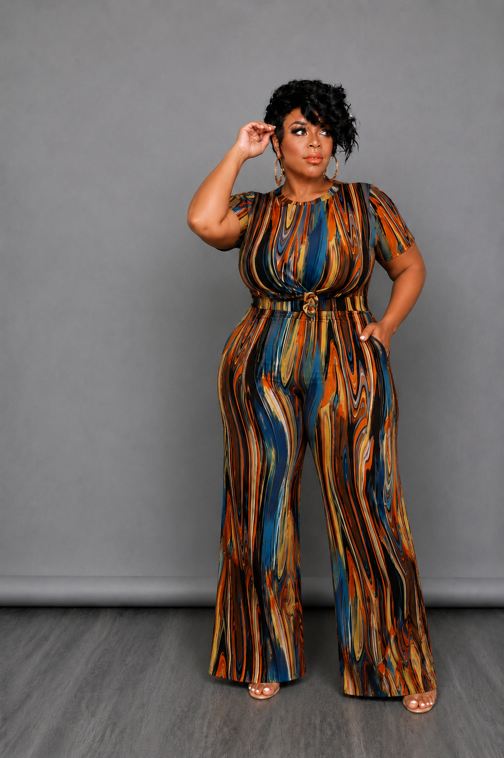 Brown Streak Pant Set