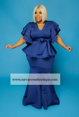Blue Peplum Skirt Set