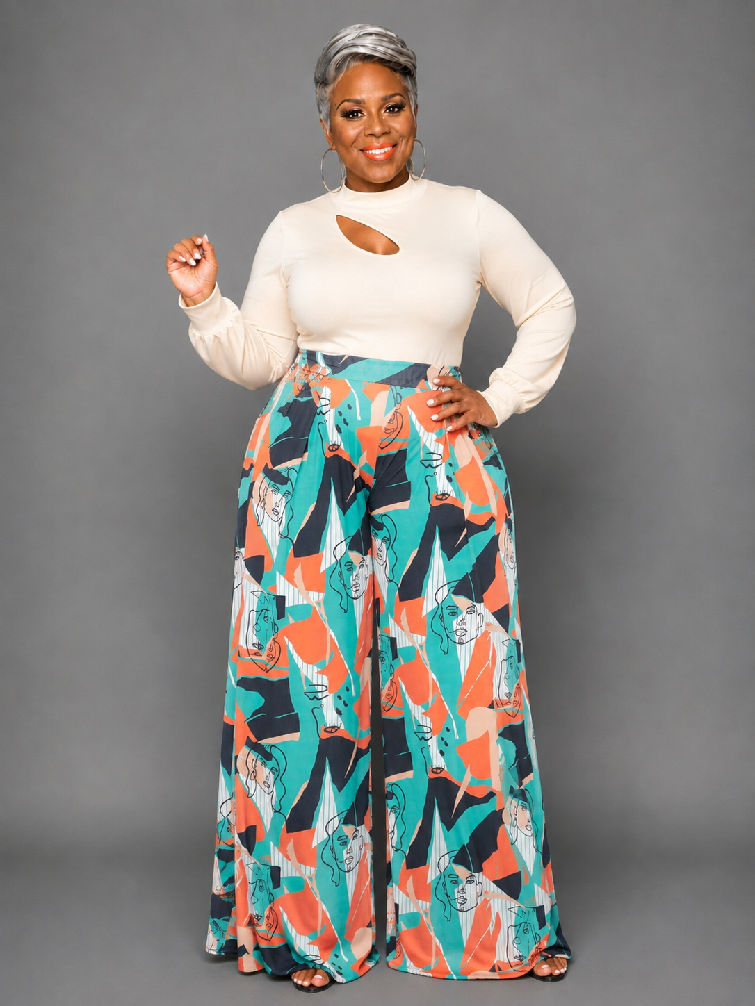 Green Print Palazzo Pants