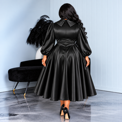 Black Gracie Satin Dress