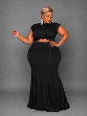 Black Side Skirt Set