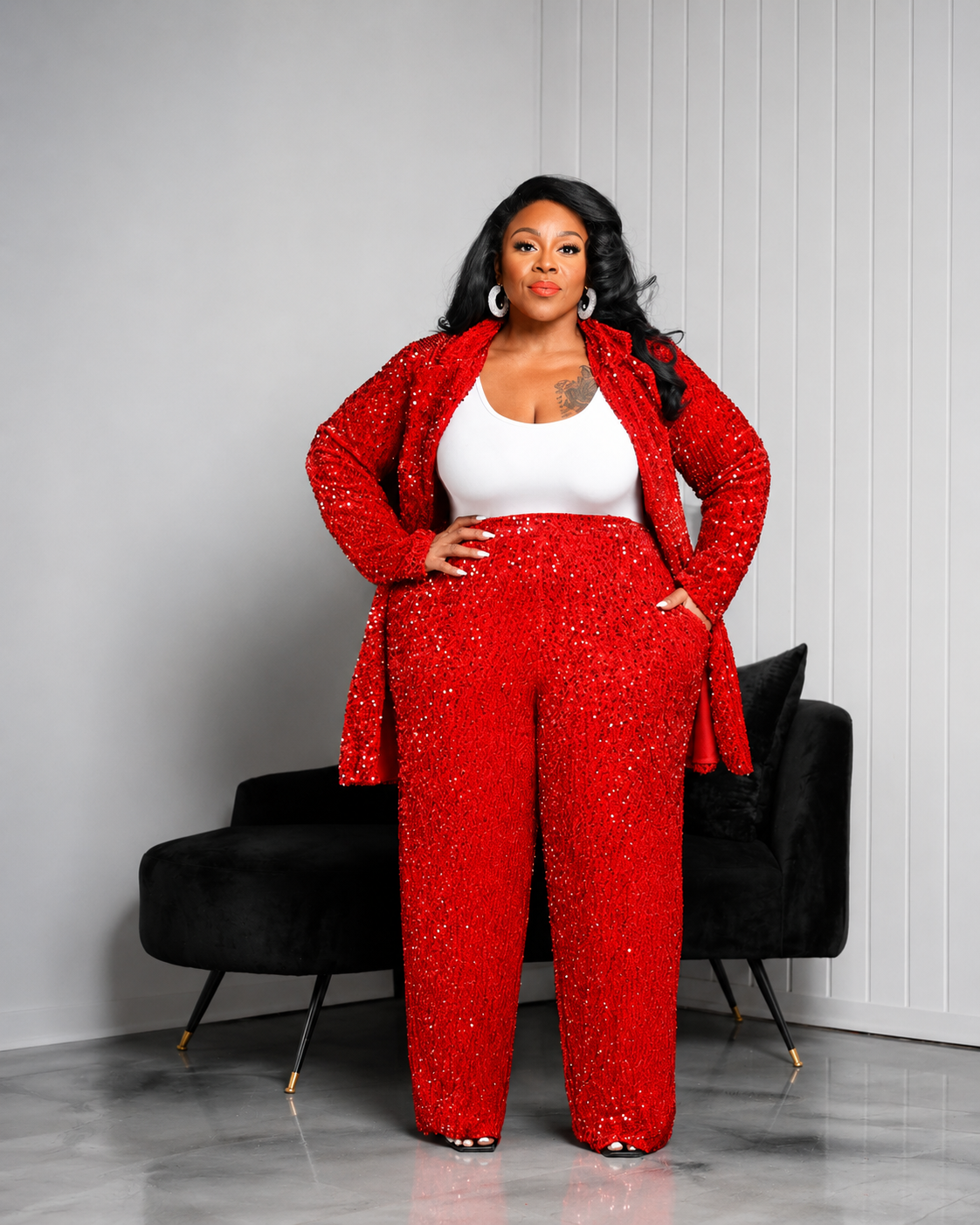 Red Hillary Sequin Suit