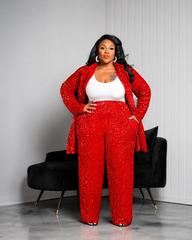 Red Hillary Sequin Suit