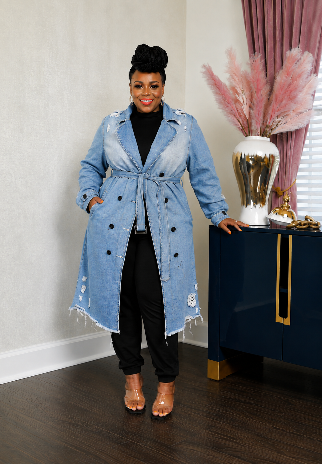 Blue Denim Trench Coat