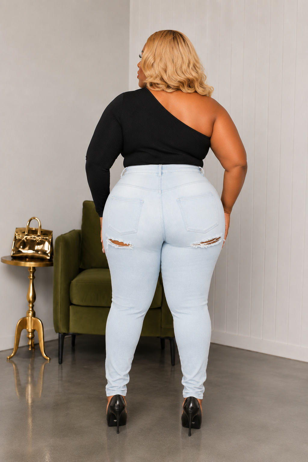 Light Blue Double Ripped Jeans
