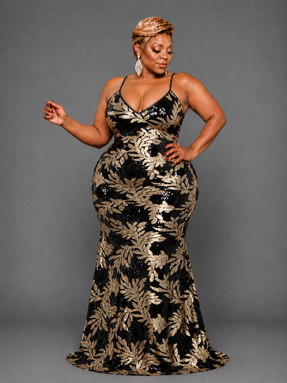 Black & Gold Sequin Gown