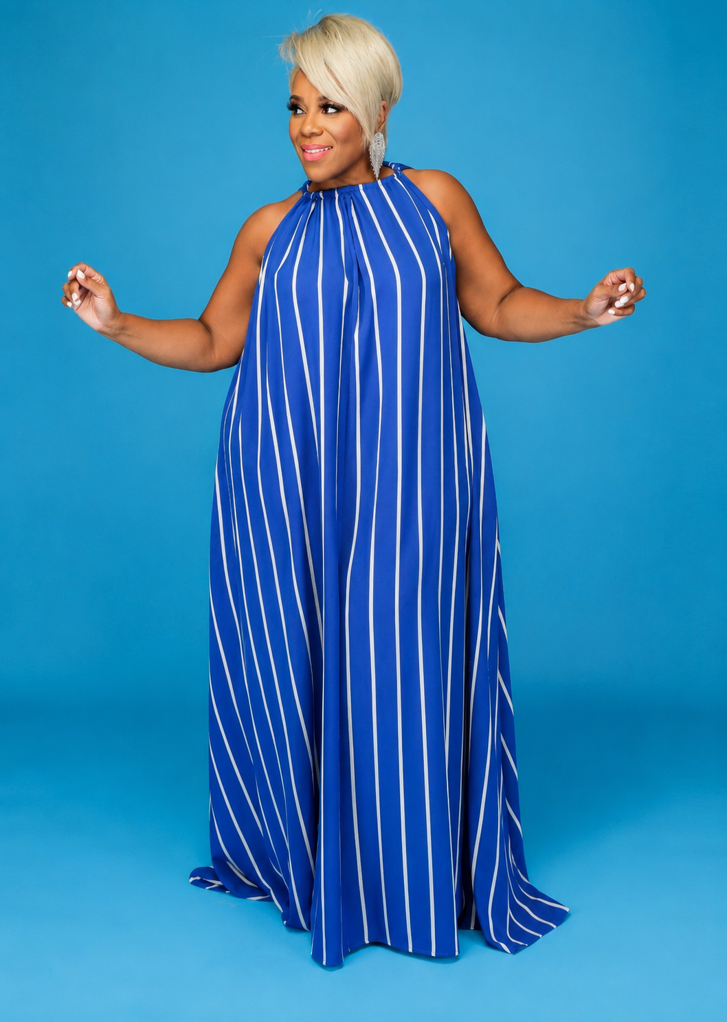 Blue Stripe Flowy Dress
