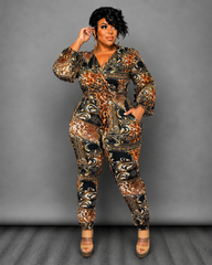 Brown Paisley Print Jumpsuit