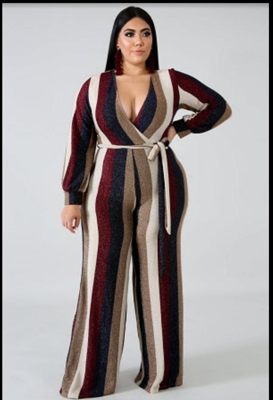 Burgundy Stripe Jumpsuit