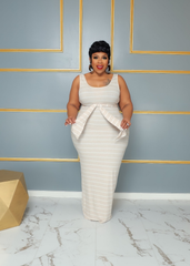 Tan Stripe Tie Dress