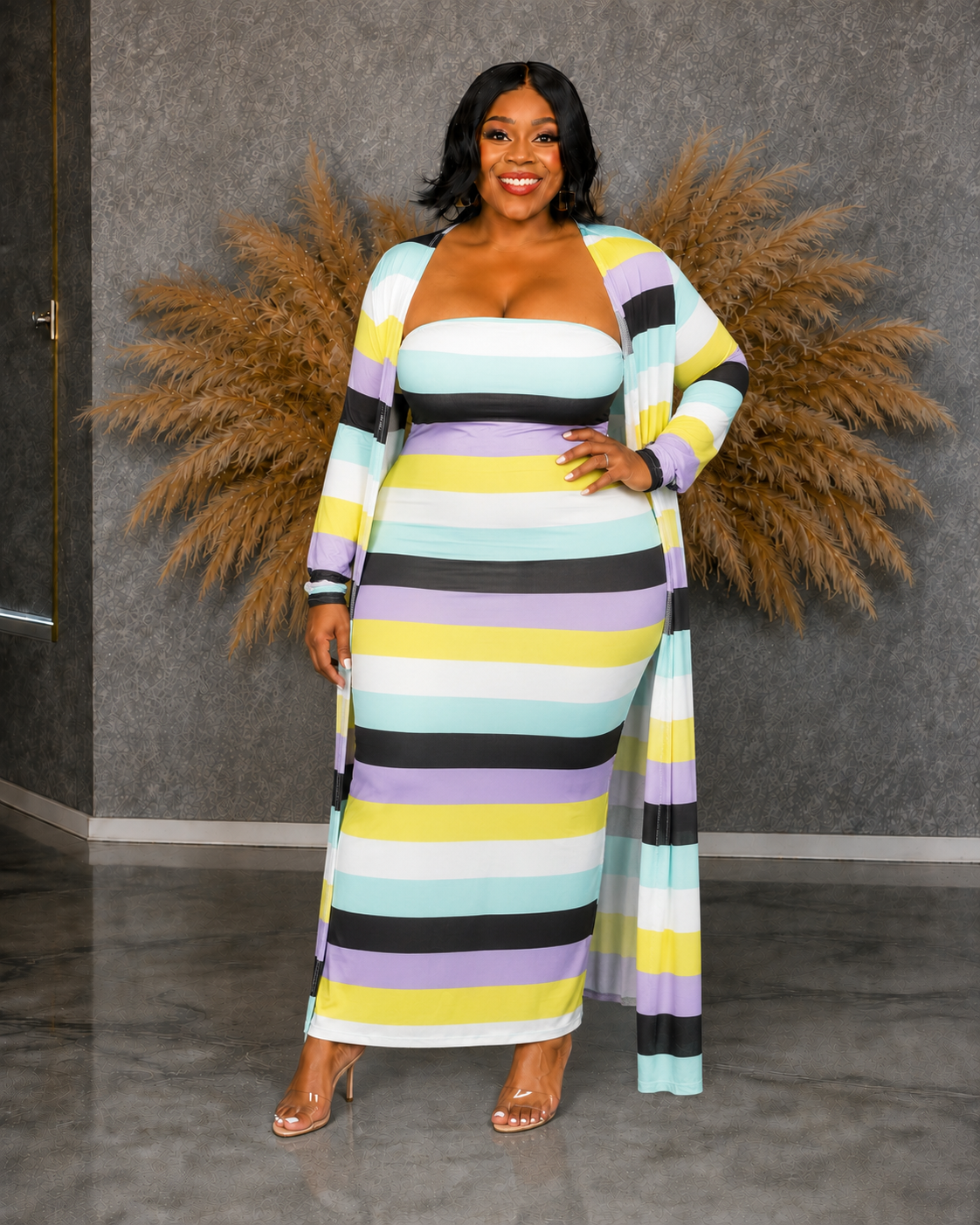 Purple Line Duster Dress