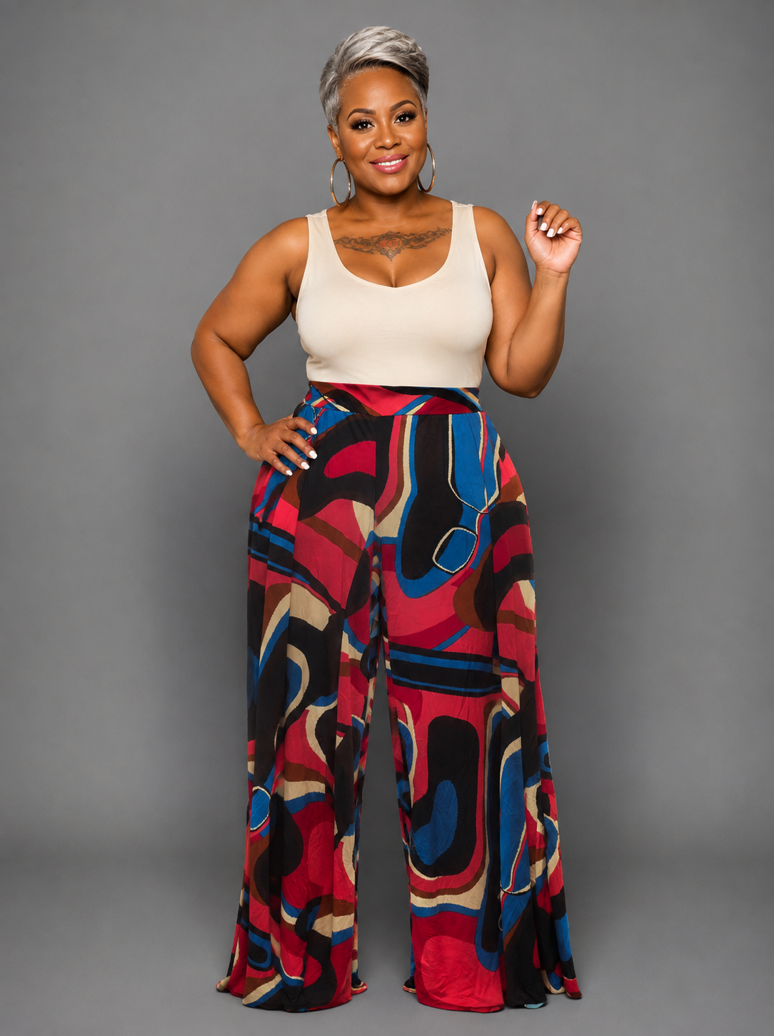 Teal Print Palazzo Pants