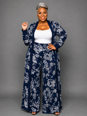Navy Floral Duster Set