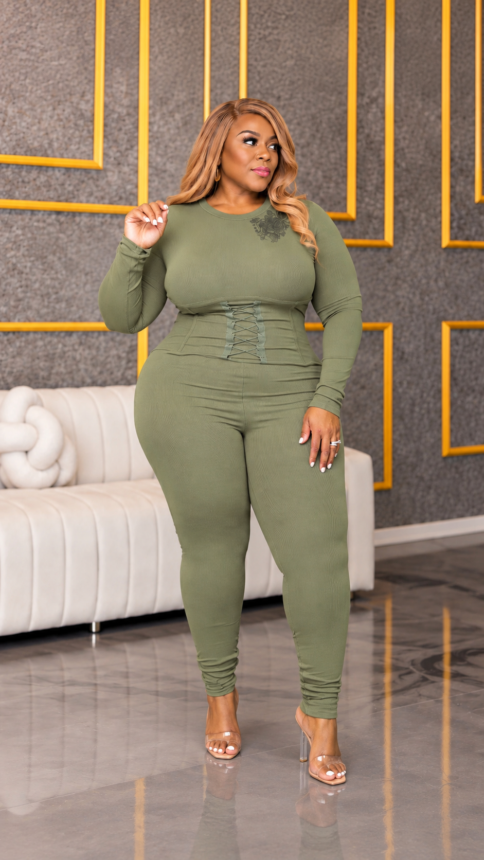 Green Corset Catsuit