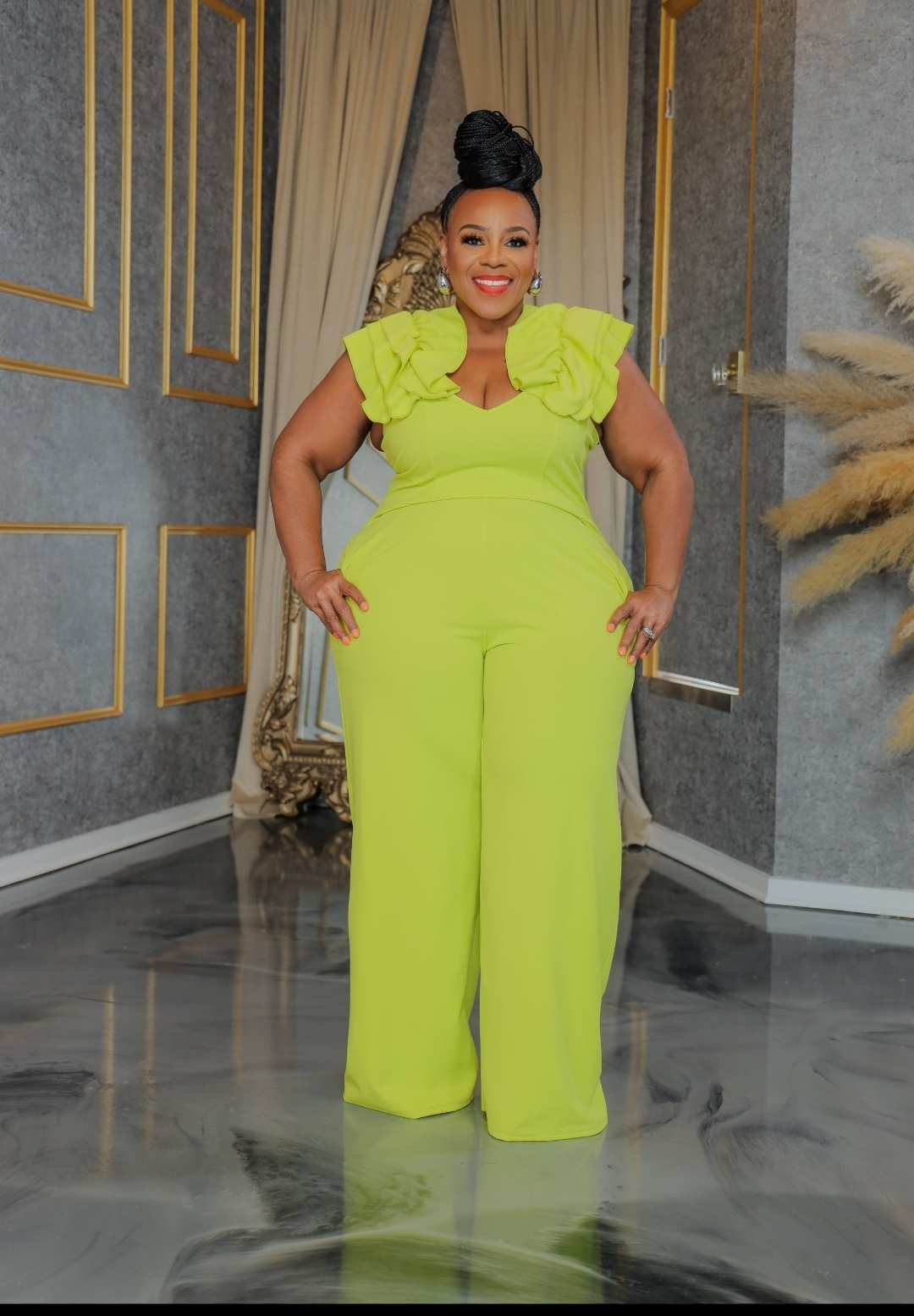 Green Ruffle Jumpsuit