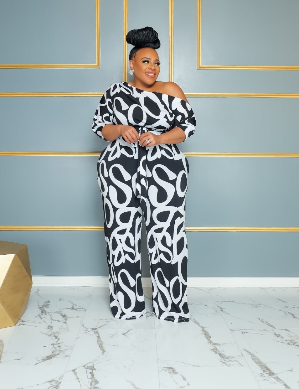 Scribble Off Shoulder Jumpsuit