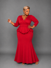 Red Liz Peplum Dress