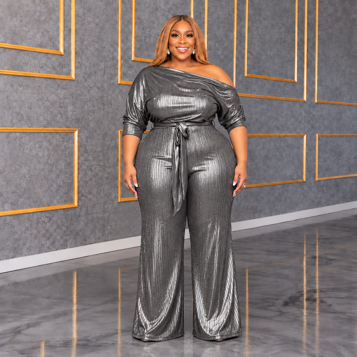 Pewter Metallic Jumpsuit