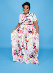 Pink Print Skirt Set