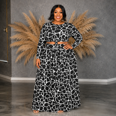 Black Giraffe Skirt Set
